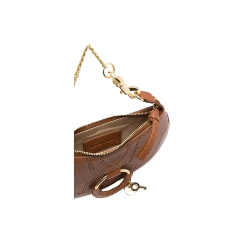 See By Chloe Hana Grain Goatskin Clutch Handbag Women's Caramel-4