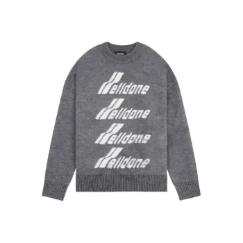 WE11DONE Gray Pile Intarsia knit Logo Jumper