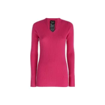 GIORGIO ARMANI V-Neck Ribbed Knit Pullover