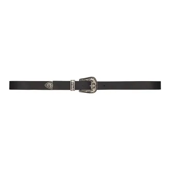 GUESS Brand Logo Cow Leather Leather Belts Men's Pitch Black