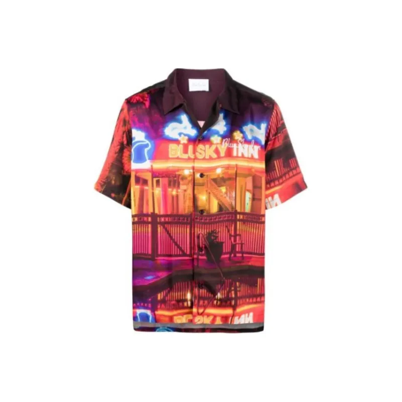 Blue Sky Inn Graphic print Satin Shirt-0