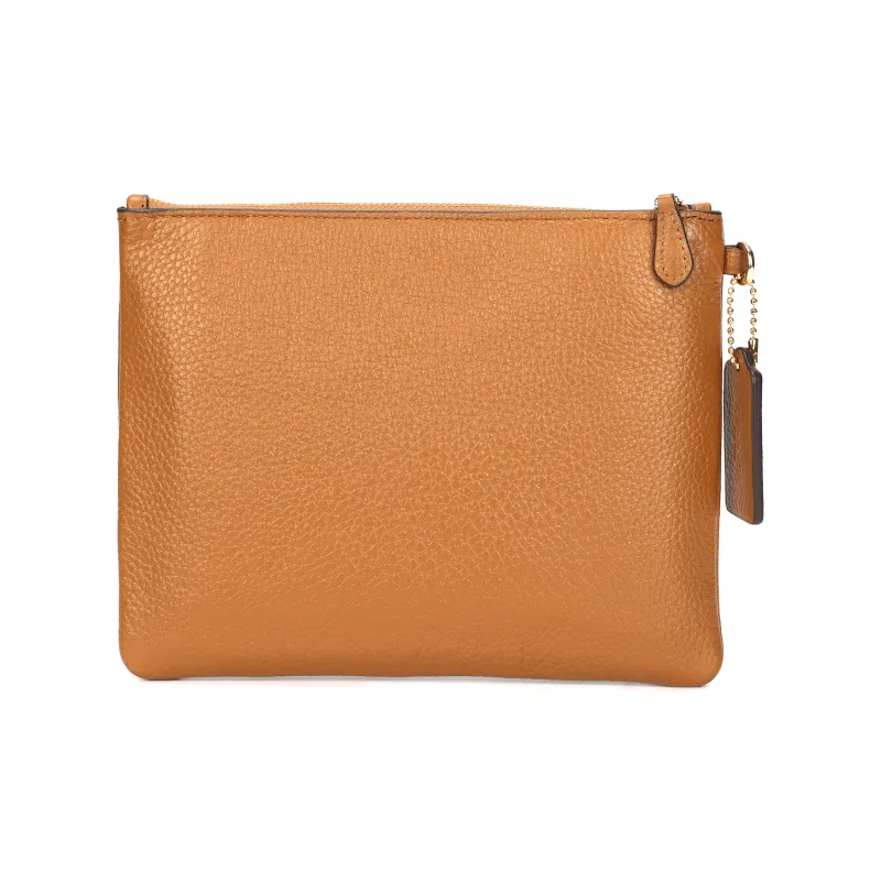 COACH Leather Clutch Small Size Women's White & Brown-2