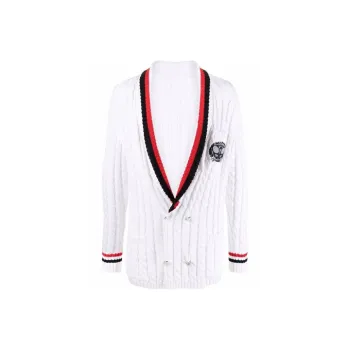BALMAIN Logo embroidered Cable Knit Cardigan