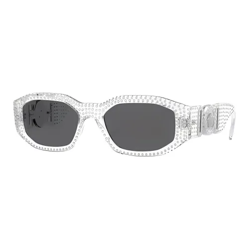 VERSACE Nylon Crystal Irregular Shape Sunglasses Men's Transparent
