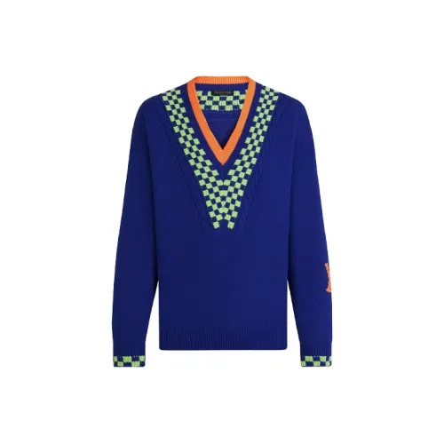LOUIS VUITTON New Quarterly Products Of LV Cashmere Sweaters Men Blue