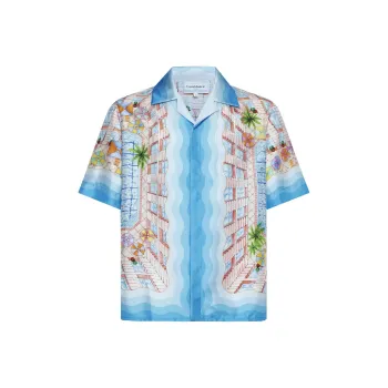 CASABLANCA Cuban Collar Short Sleeve Shirt