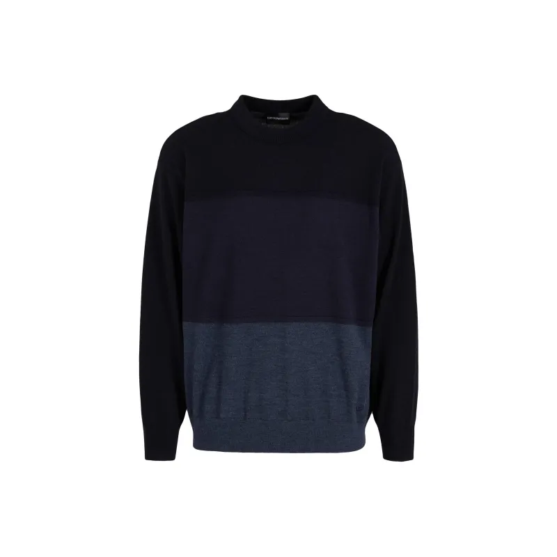 EMPORIO ARMANI Virgin Wool Jumper With Oversized Colour block Stripes-0