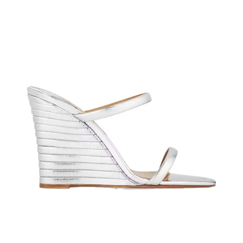 AQUAZZURA Slide Slippers 9.5cm Women's Silver-1
