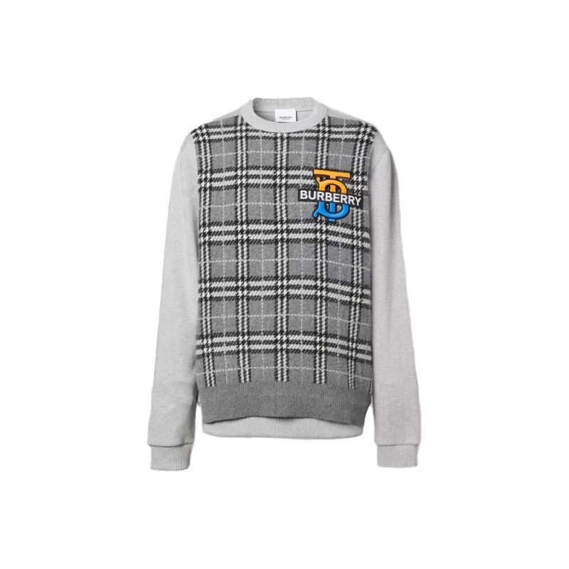 Burberry Cashmere Sweaters Men Gray-0