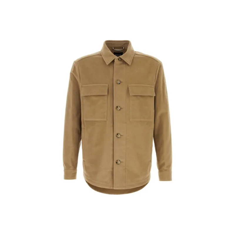 HUGO BOSS Buttoned Flannel Shirt Jacket-0