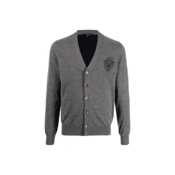 GUCCI FW22 Knitted Fabric Cardigan Coat Men's Gray