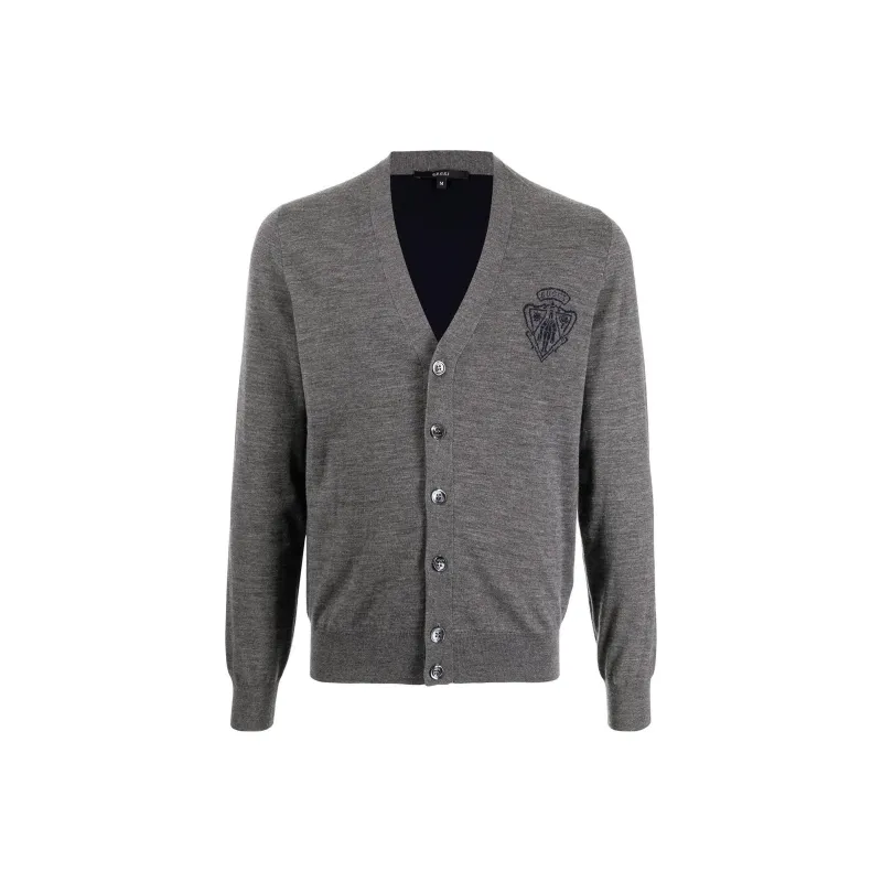 GUCCI FW22 Knitted Fabric Cardigan Coat Men's Gray-0