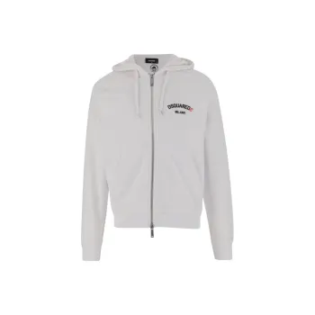 DSQUARED 2 Logo Printed Zip Up Drawstring Hoodie