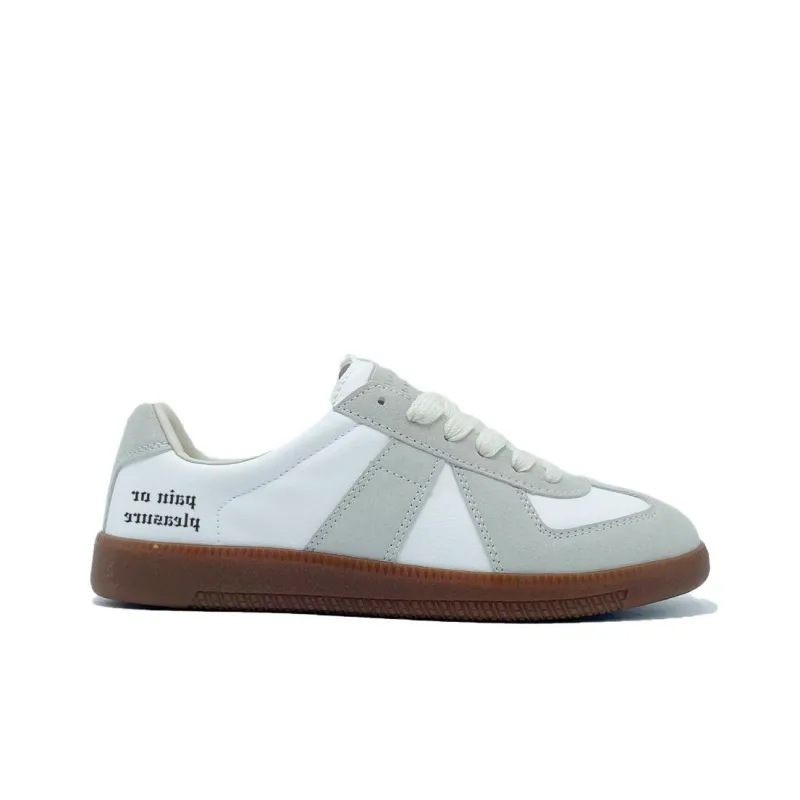 PAIN OR PLEASURE Low Top German Army Trainers Skateboard Shoes Unisex Ecru-1