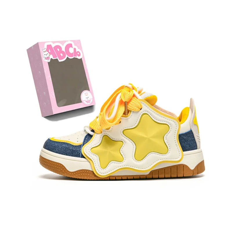 ABCIO Skateboard Shoes Women's Low Top White, Yellow-39