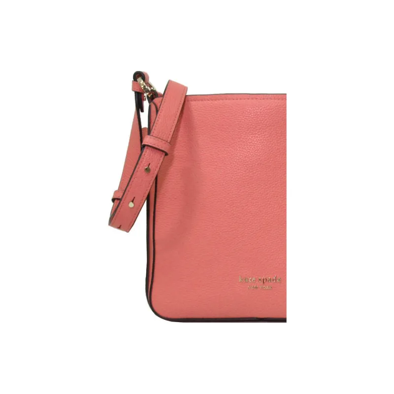 Kate Spade Hudson Litchi Grain Leather Crossbody Bag, Shoulder Bag Small Size Women's Rose Pink-5