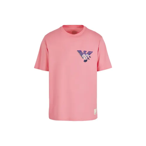 EMPORIO ARMANI Floral Letter Logo Print Crew Neck Short Sleeved T Shirt Men's Ryder