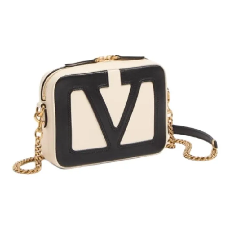 Valentino Sheepskin Shoulder Bag, Crossbody Bag Trumpets Women's Butter White & Black-1