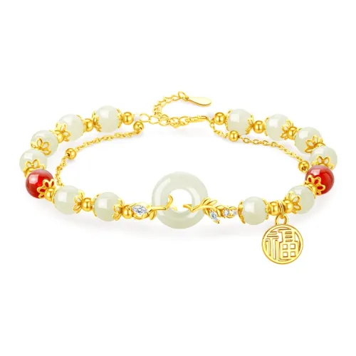 Lao Feng Xiang Hetian Jade Bracelets White Jade/Pale Greenish White Jade Women's
