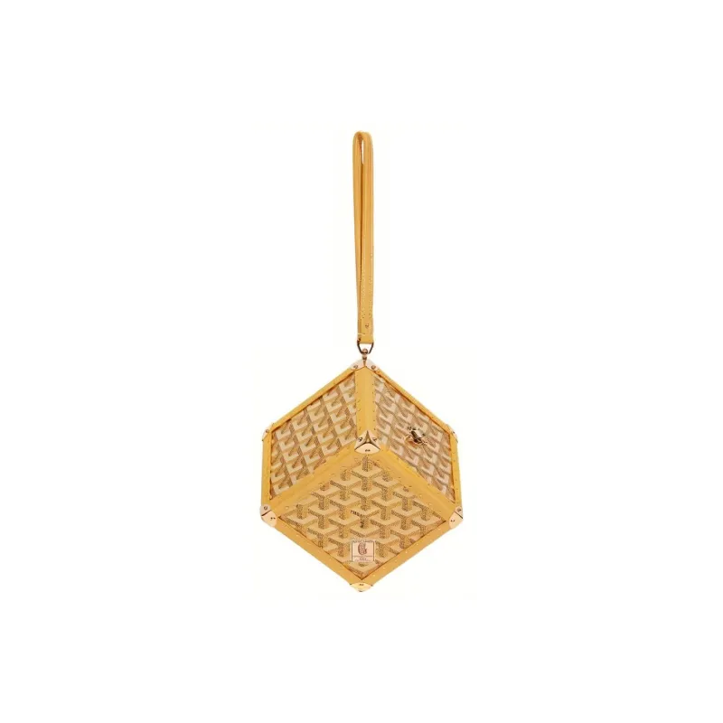 GOYARD Dé Canvas With Leather Wrist Bag Women's Yellow-0