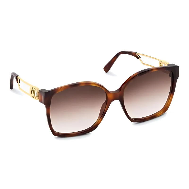 LOUIS VUITTON Plate Frame Irregular Shape Sunglasses Women's Tortoiseshell-2