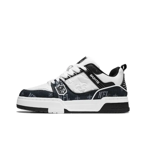NFL TR '25 New Orleans Saints Low Top Skateboard Shoes Unisex White Black