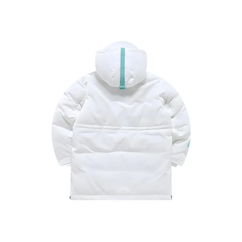 FILA FUSION Streetsport Letter Hooded Loose Fit Mid Length Down Jacket Women's Standard White-1