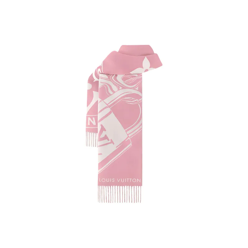 LOUIS VUITTON Sheep Wool Knit Scarves Women's Pink-1