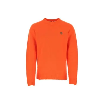 VERSACE Cashmere Sweaters Men Orange