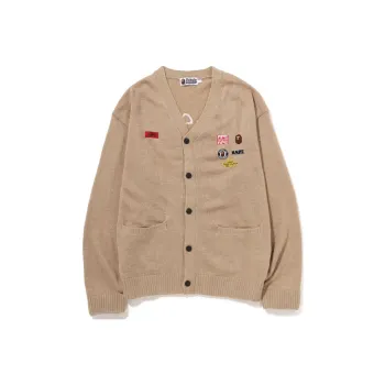 A BATHING APE Embroidery Shaggy Knit Cardigan