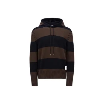 Moncler Striped Drawstring Knitted Hoodie