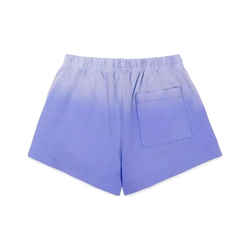 SPORTY & RICH Serif Logo Embroidered Disco Shorts 'Dip Dye Blue/White'-1