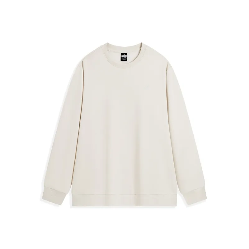 XTEP Versatile Casual Crew Neck Sweatshirt, Bright Moon White Men's-0