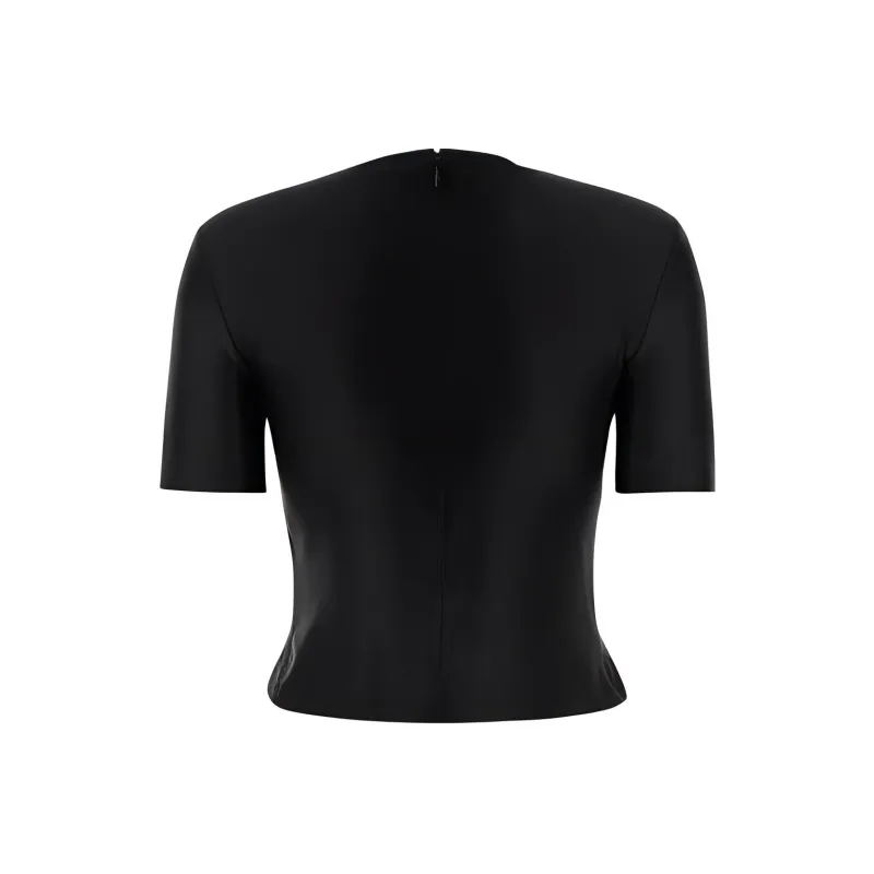 Paco Rabanne Embellished Draped Mock Neck Top-1