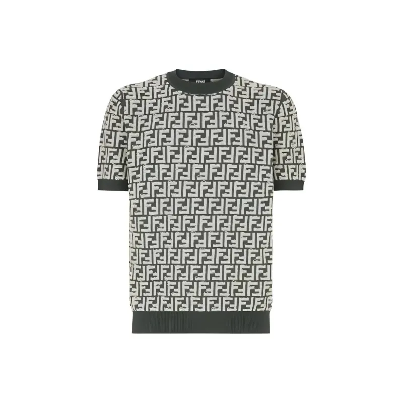 FENDI Ff Motif Fringed Effect Short Sleeved Jumper-0