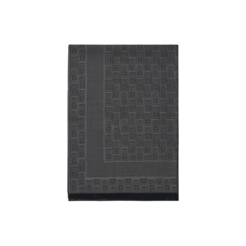 FERRAGAMO Silk, Wool, Cotton Silk, Velour Knit Scarves Unisex Black-2