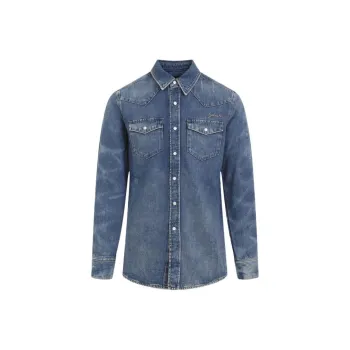 Givenchy Logo Embroidered Buttoned Denim Shirt