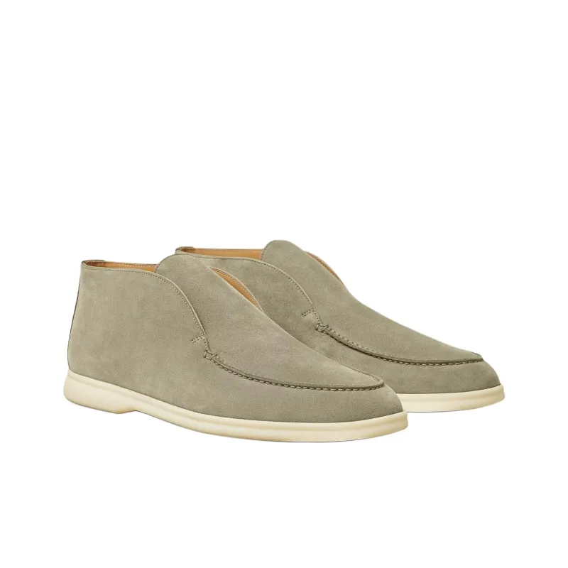 Loro Piana Open Walk Ankle Boots Men's Military Gray-2
