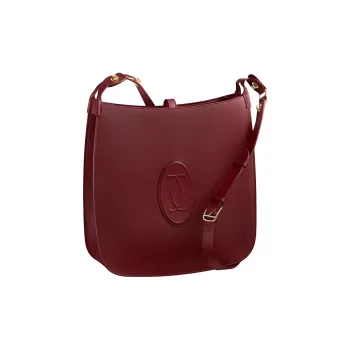 CARTIER Calfskin Hobo Bag Shoulder Bag Crossbody Bag Medium Size Women's Burgundy