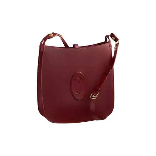 CARTIER Calfskin Hobo Bag Shoulder Bag Crossbody Bag Medium Size Women's Burgundy
