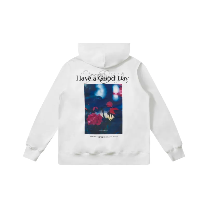 HARSH AND CRUEL Vintage Vinyl Feeling Floral Loose Fit Hoodie Unisex-4