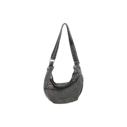 Single Warehouse Denim Handbag, Shoulder Bag Regular Unisex Black/Blue