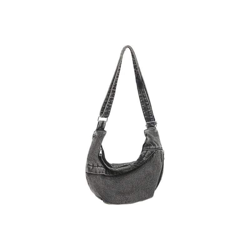 Single Warehouse Denim Handbag, Shoulder Bag Regular Unisex Black/Blue-0