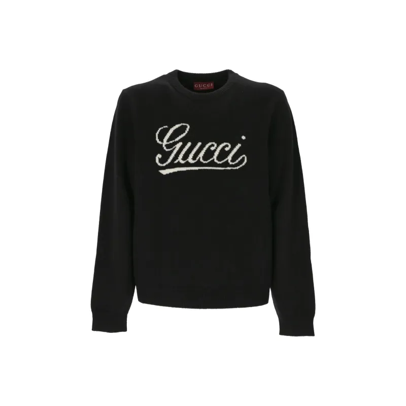 GUCCI Logo Intarsia Knit Sweaters-0
