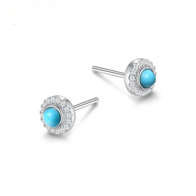 CHAOHONGJI S925 Silver Turquoise Stud Earrings Women's-6