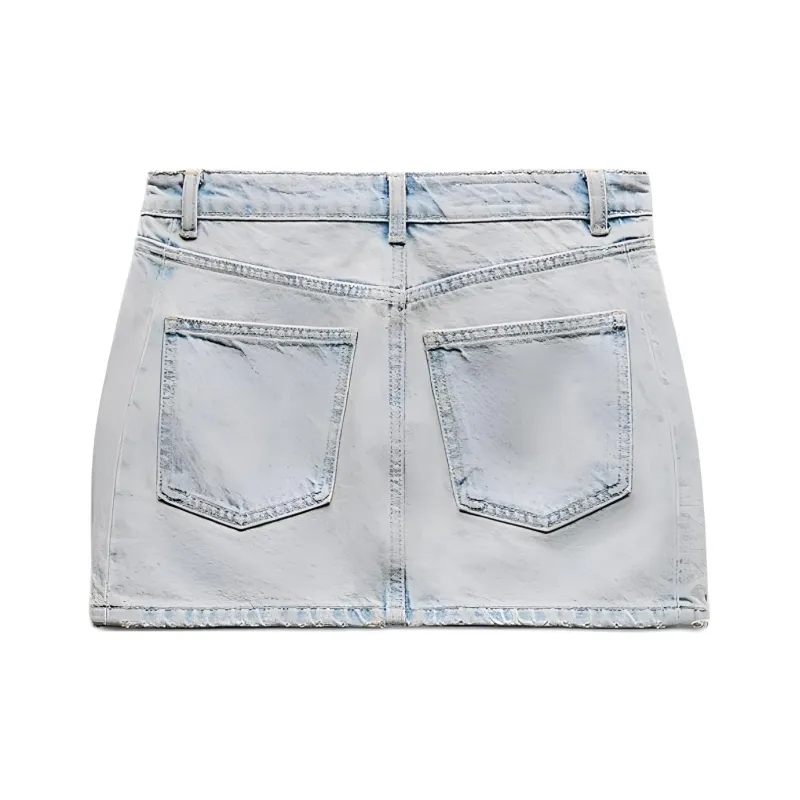 ZARA Denim Short Skirts Women's Light Blue-1