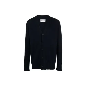 Maison Margiela SS22 Stand Collar Fitted Long Sleeved Knitwear Men's Dark Blue