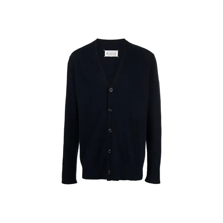 Maison Margiela SS22 Stand Collar Fitted Long Sleeved Knitwear Men's Dark Blue-0