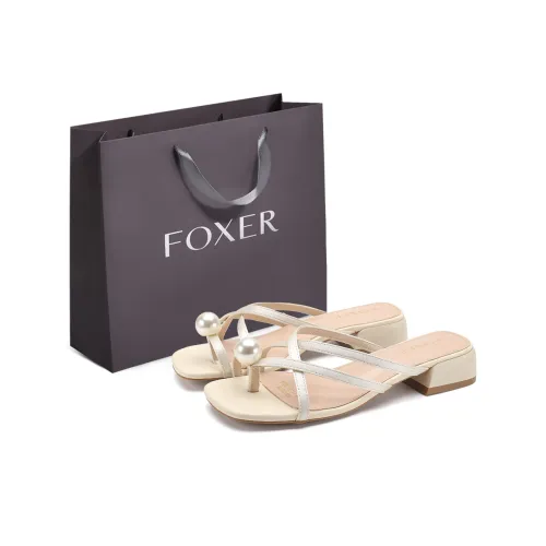 FOXER Slide Slippers Women's Beige/Pink/Apple Green