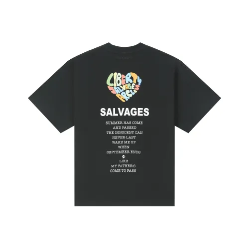 THE SALVAGES FASHION CLUB 블랙 남녀공용 티셔츠